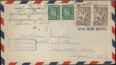 1946 lentokirje USAhan