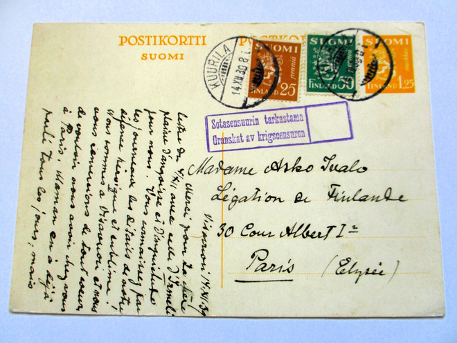 1939 Kuurila sens ehiö Visavuoresta Pariisiin 14.12.1939
