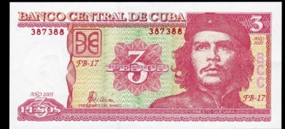 Kuuba Cuba 3 Pesos Che Guevara 2005 P127b UNC