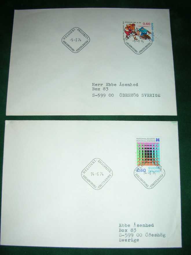 7 kpl ensipäiväkuoria 1974