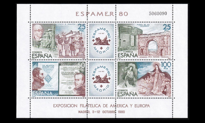 Espanja 2471-4BL21 ** Postimerkkinäyttely ESPAMER (1980)