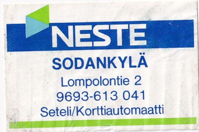 SODANKYLÄ. Lompolontie 2  . NESTE    ,   b420