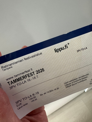 Tammerfest 2026 3 päivää to-la (16.-18.7.)