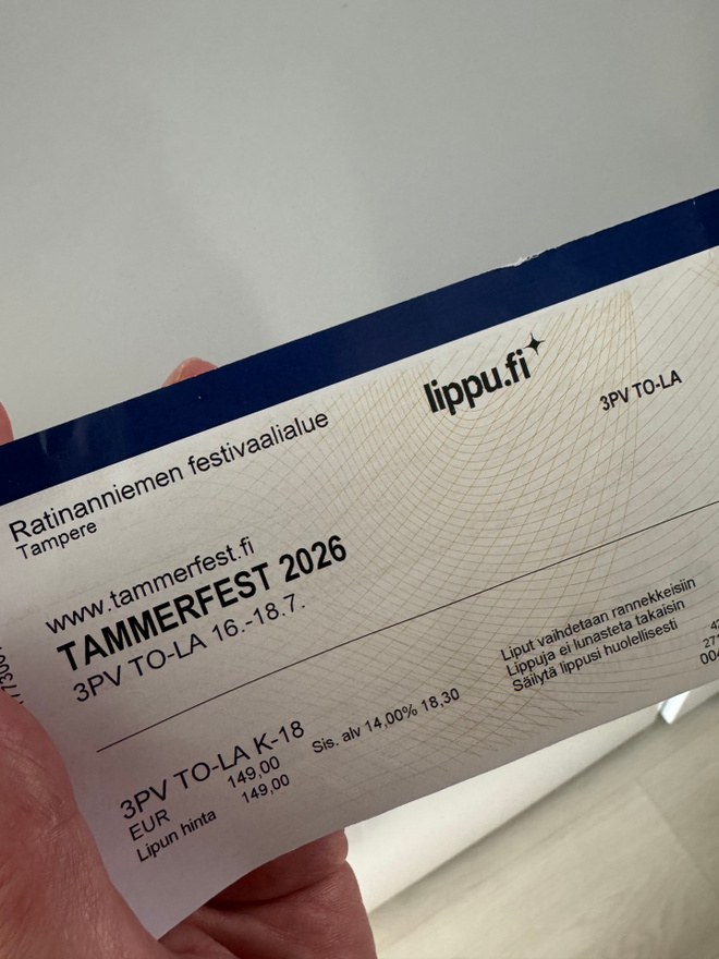 Tammerfest 2026 3 päivää to-la (16.-18.7.)