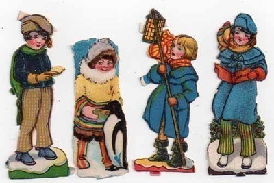 WANHA / Lämpimästi pukeutuneita lapsia talvella. 1930-l.