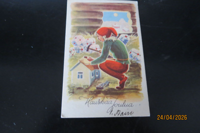 VANHA JOULUKORTTI 1950 KULKENUT KORTTI