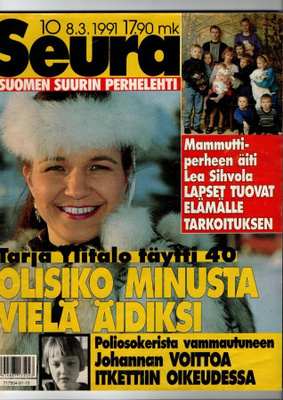 Seura n:o 10 1991 Tarja. 10 lasta. Arja. Korhoset. Tshernoby