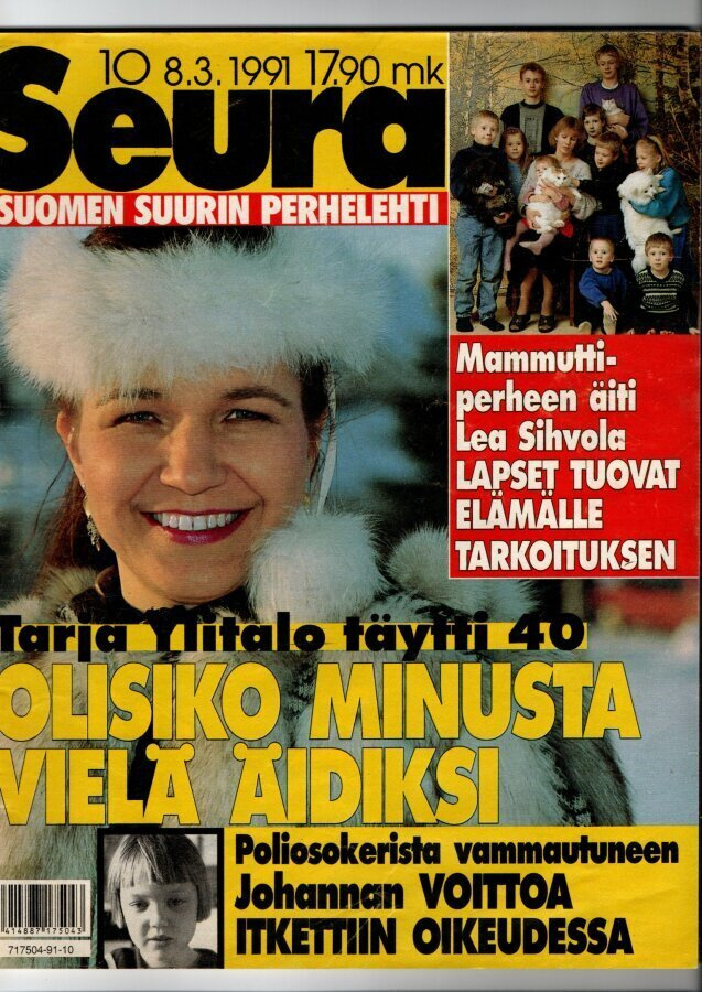 Seura n:o 10 1991 Tarja. 10 lasta. Arja. Korhoset. Tshernoby