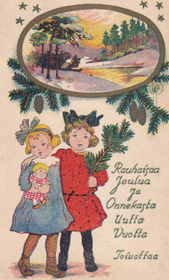 Rauhaisaa Joulua ja OUV, toivottaa, koululaiskortti  b643
