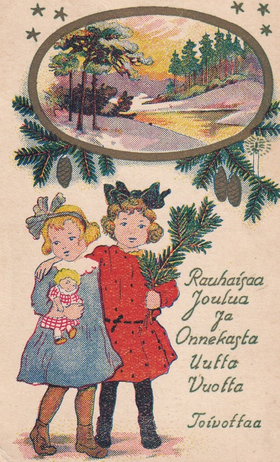 Rauhaisaa Joulua ja OUV, toivottaa, koululaiskortti  b643