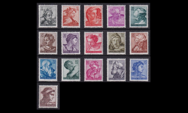 Italia 1081-96 ** Käyttösarja Freskon päitä (1961)