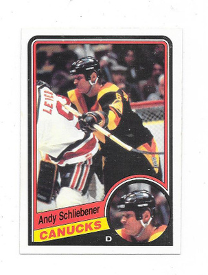 1984-85 OPC #329 Andy Schliebener , Vancouver Canucks RC