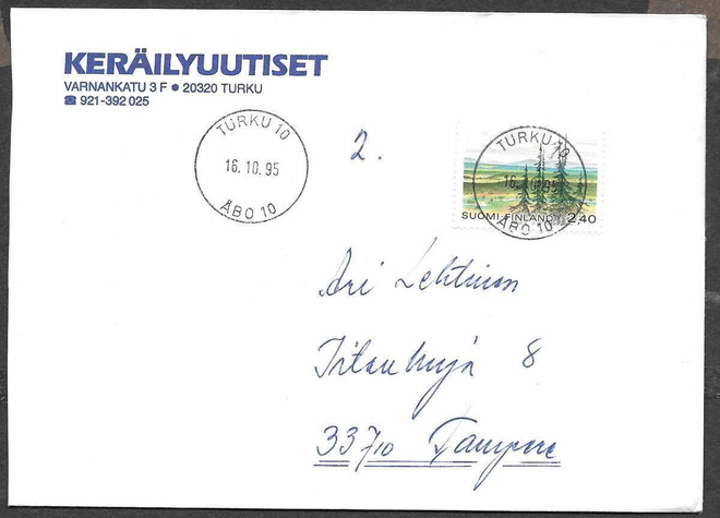 Postilähetys - Yl.m. 2,40  (LAPE 1035) Turku 10 16.10.1995