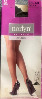 Norlyn Fashion Avenue 12 den sukkahousut, mustat, koko 36-40