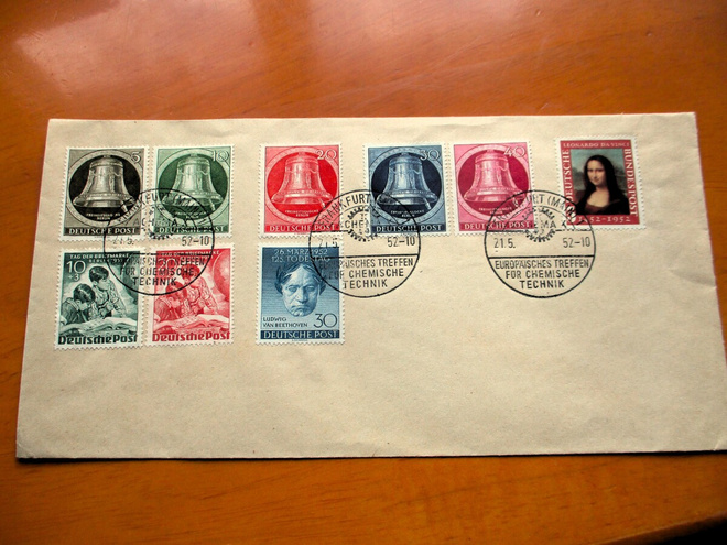 1952 Saksa sekapostite messukuorella Mi 236e merkit