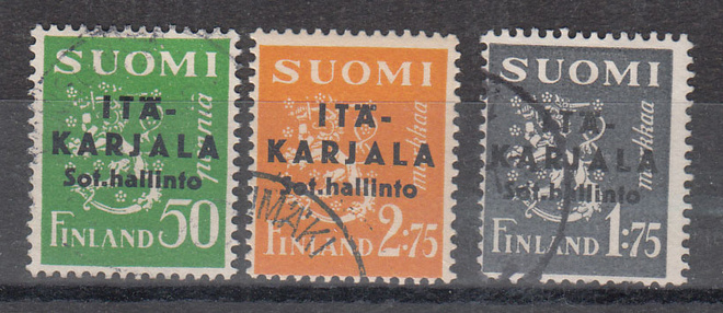 ITÄ-KARJALA 1941 Musta päällepainama Terävä A leimattu