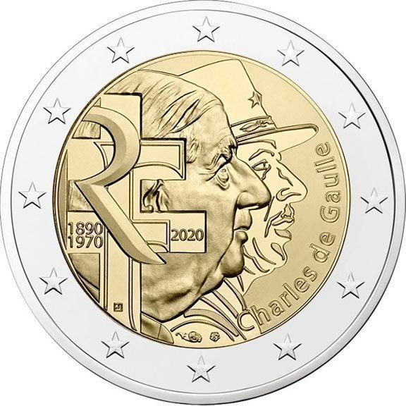 ** RANSKA 2€ 2020 Charles de Gaulle pillerissä **