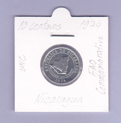 Nicaragua 10 Centavos v.1974 UNC KM#29 Comm.