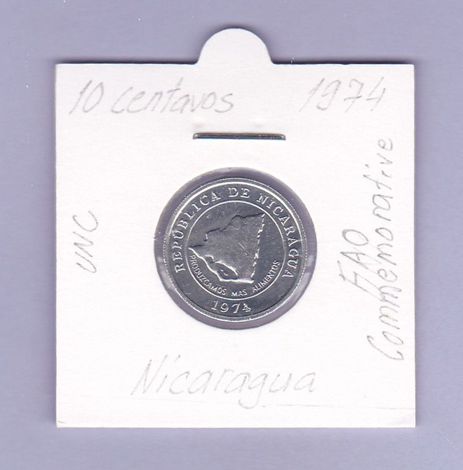 Nicaragua 10 Centavos v.1974 UNC KM#29 Comm.