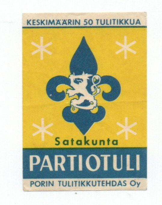 Porin Tulitikkutehdas Satakunta Partiotuli Etiketti