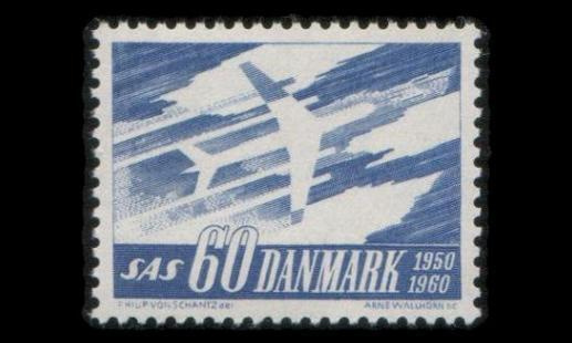 Tanska 388y ** SAS 10v Y-paperi (1961)