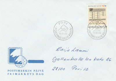 ERIKOISLEIMA POSTIMERKIN PÄIVÄ, PORI 10.10.1988