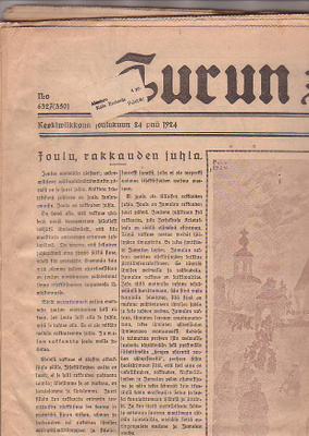 Turun Sanomat, 24.12. 1924,  16 sivua.