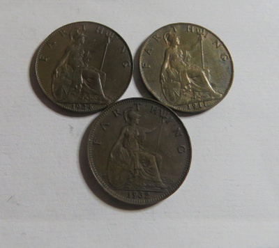 Englanti farthing 3 kpl