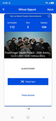 Five finger death punch HELSINKI 2kpl LIPPUJA