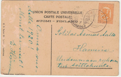 M17 1918 20p keltainenpostikortti