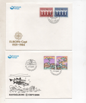 FÄRSAARET kaksi FDC 1984 ja 1986 EUROOPPA CEPT