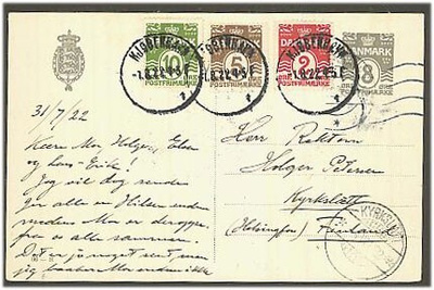 Tanska 1922 ehiö lisämerkeillä Suomeen