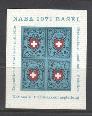 Sveitsi 1971 Naba bl  postituoreena.