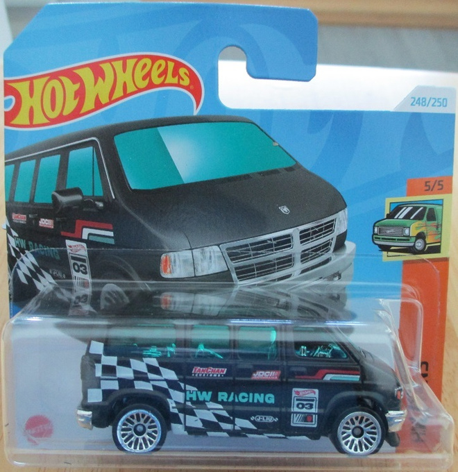 Dodge Ram Van 6 door Matt Black "HW Racing" Hot Wheels 1:64