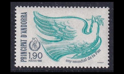 Andorra Fr 374 ** Kansainvälinen rauhan vuosi (1986)