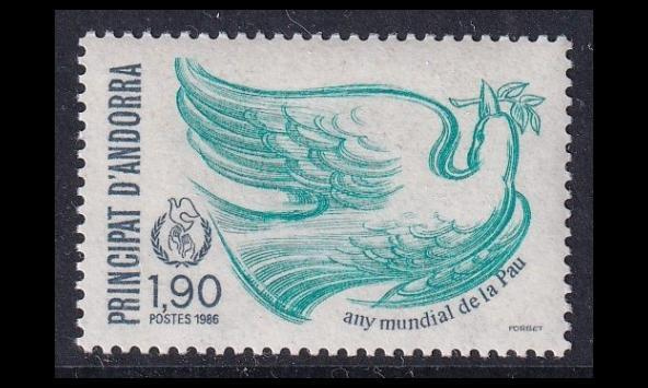 Andorra Fr 374 ** Kansainvälinen rauhan vuosi (1986)