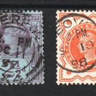 1887 Englanti 2 kpl Queen Victoria merkkiä leimattuna - pikkukuva 1