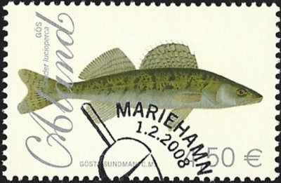 Åland 2008 Kaloja Kuha 4,50 € EP alareuna LOISTO LaPe 288