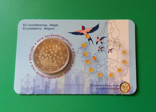Belgia 2024 2 euro CC EU Precidency coincard