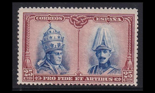 Espanja 399 ** Katakombijulkaisu 25 C ruskea/sininen (1928)