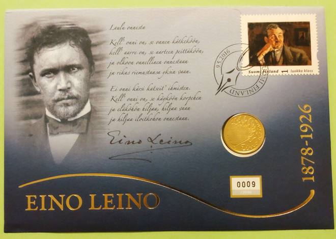 KESÄTARJOUS. Suomi 100 € 2016, Eino Leino kulta raha.