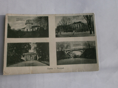 Tartto - Dorpat, vanha nelikuvakortti, mv, p. 1924