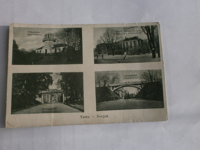 Tartto - Dorpat, vanha nelikuvakortti, mv, p. 1924