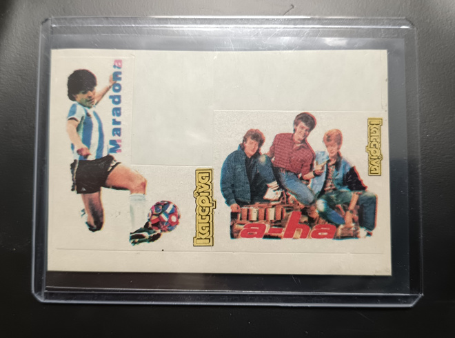 80-luvun Katcpiva tarra Diego Maradona & A-Ha