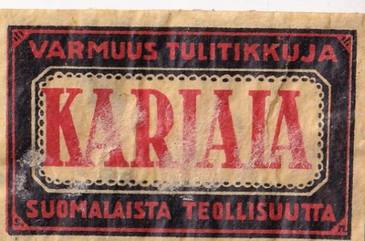 KARJALA. Varmuus tulitikkuja. Suomalaista teollisuutt  , s71