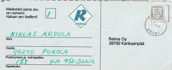 Postileima, SILTAKYLÄ - BROBY