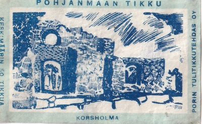 Etiketti, Korsholma, Pohjanmaan  tikku ,  b476