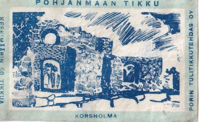 Etiketti, Korsholma, Pohjanmaan  tikku ,  b476