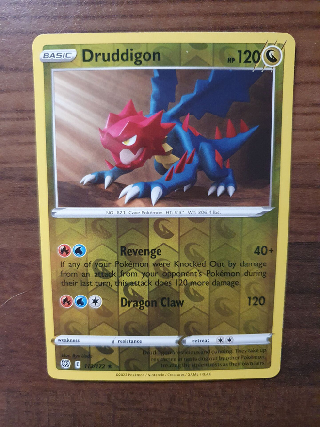 Pokemon Druddigon 113/172 Reverse holo rare