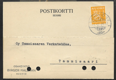 Postil. - Yl.m. 1,25 (LAPE 177) Kuopio 1 1.10.36